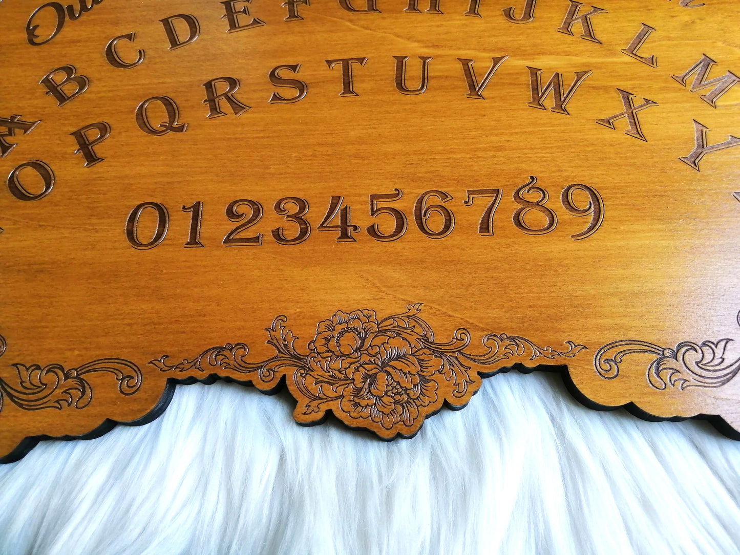 Planche Ouija Artisanale Bois – Ouija Board “Florale” Grand Format – Spirit Board Gravé – Décoration Ésotérique Élégante