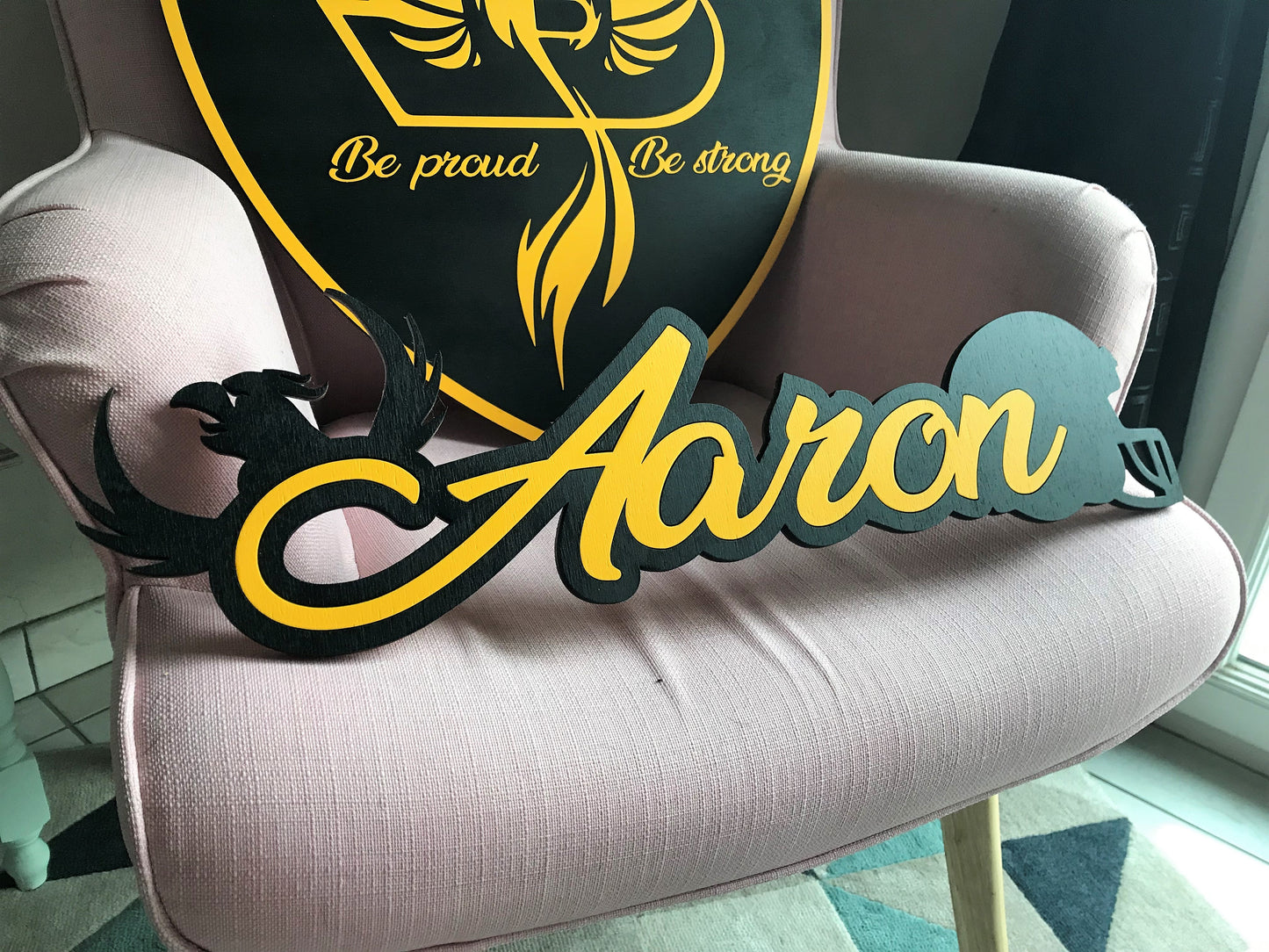 Blason sportif et prénom enfant.