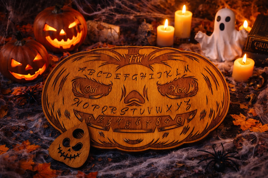 Ouija board artisanale en bois ambiance mystique