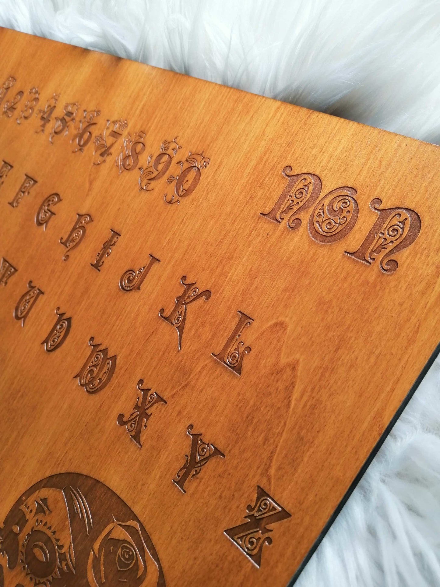 Planche Ouija Artisanale Bois – Ouija Board “Santa Muerte” Grand Format – Spirit Board Gravé – Décoration Ésotérique & Autel Mystique