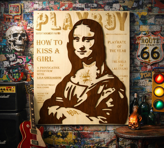 La Joconde, Mona Lisa, portrait en Bois – Tableau Design Gravé et Découpé – Art Pop et Contemporain