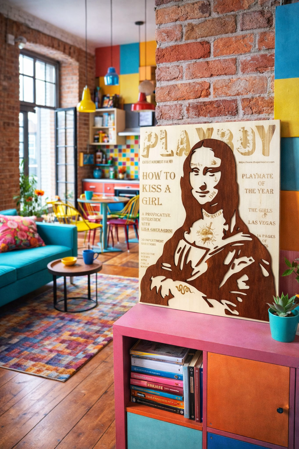 La Joconde, Mona Lisa, portrait en Bois – Tableau Design Gravé et Découpé – Art Pop et Contemporain