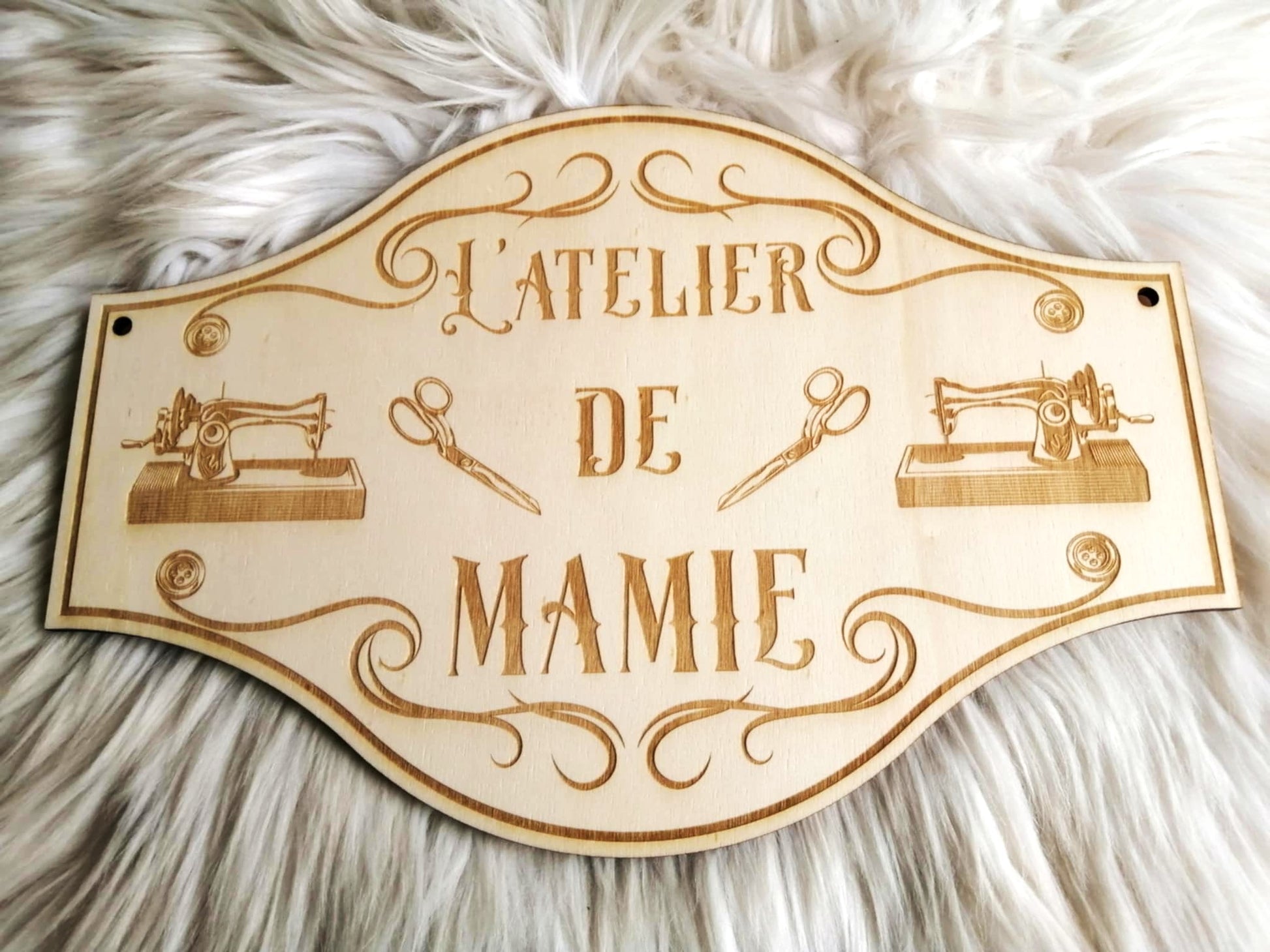 Déco murale en bois pour couturière ou mamie passionnée de couture