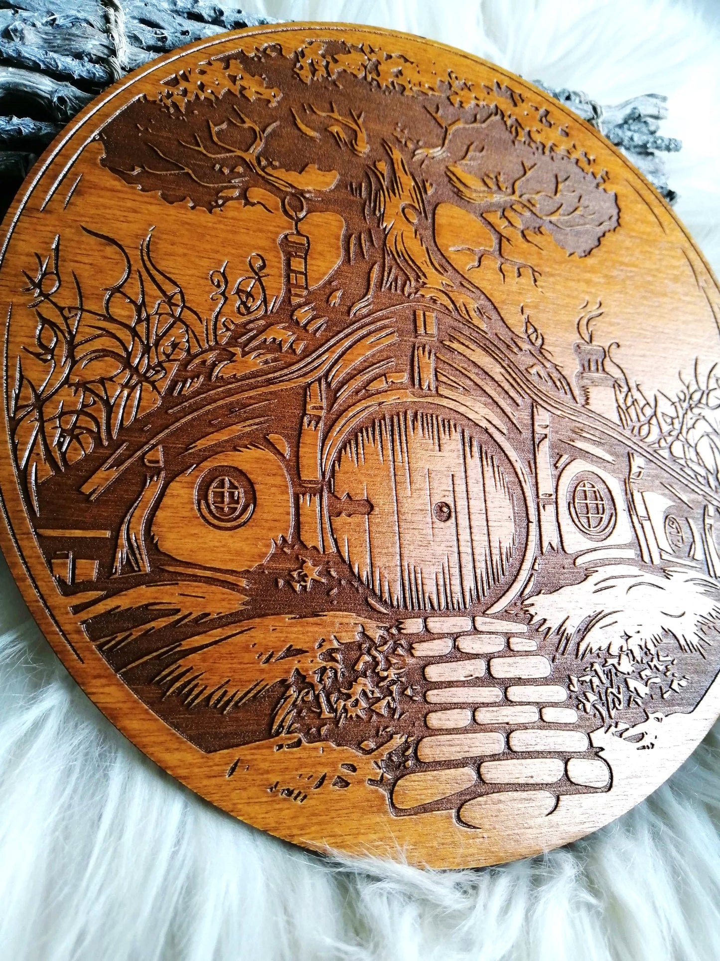 Hobbit house wooden wall art handmade