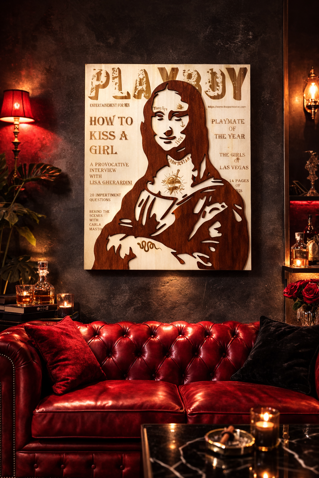 La Joconde, Mona Lisa, portrait en Bois – Tableau Design Gravé et Découpé – Art Pop et Contemporain