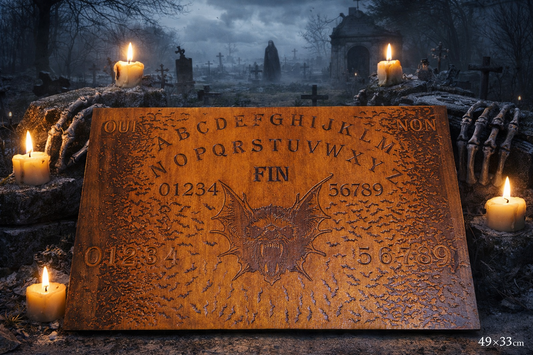 Planche ouija chauve souris bois gravé