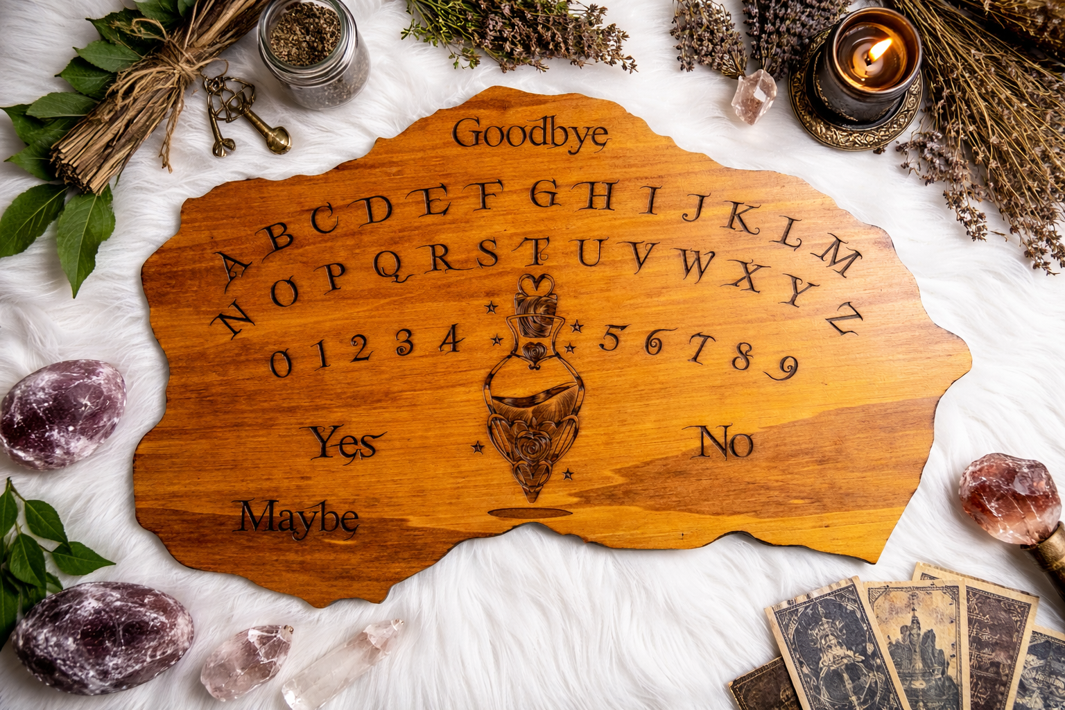 Ouija board potion luxe bois gravé artisanale