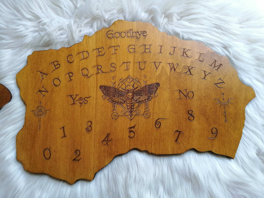 Ouija board chrysalide bois gravé artisanale