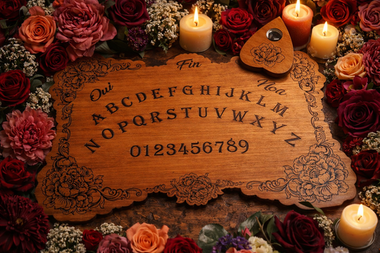 Ouija board florale bois gravé artisanale