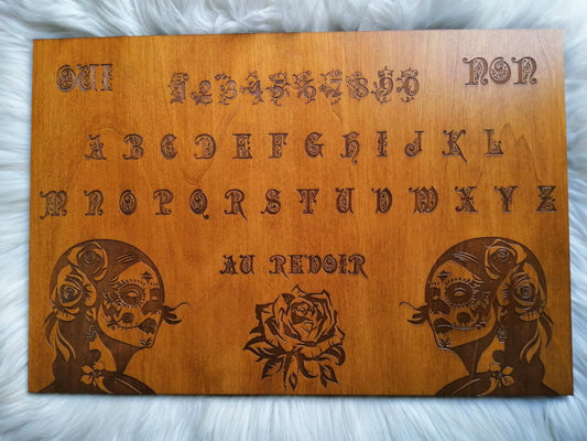 Ouija board santa muerte bois gravé artisanale