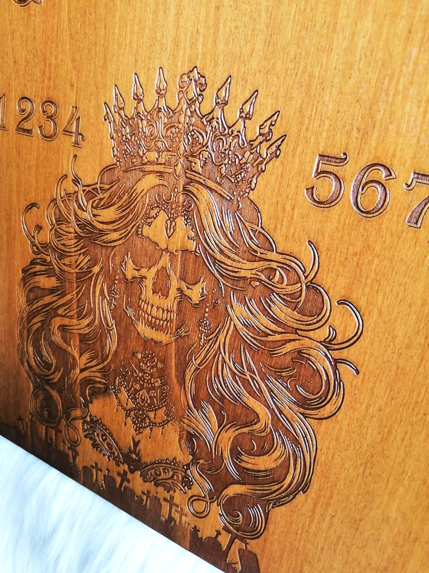Planche ouija bois gravé artisanale