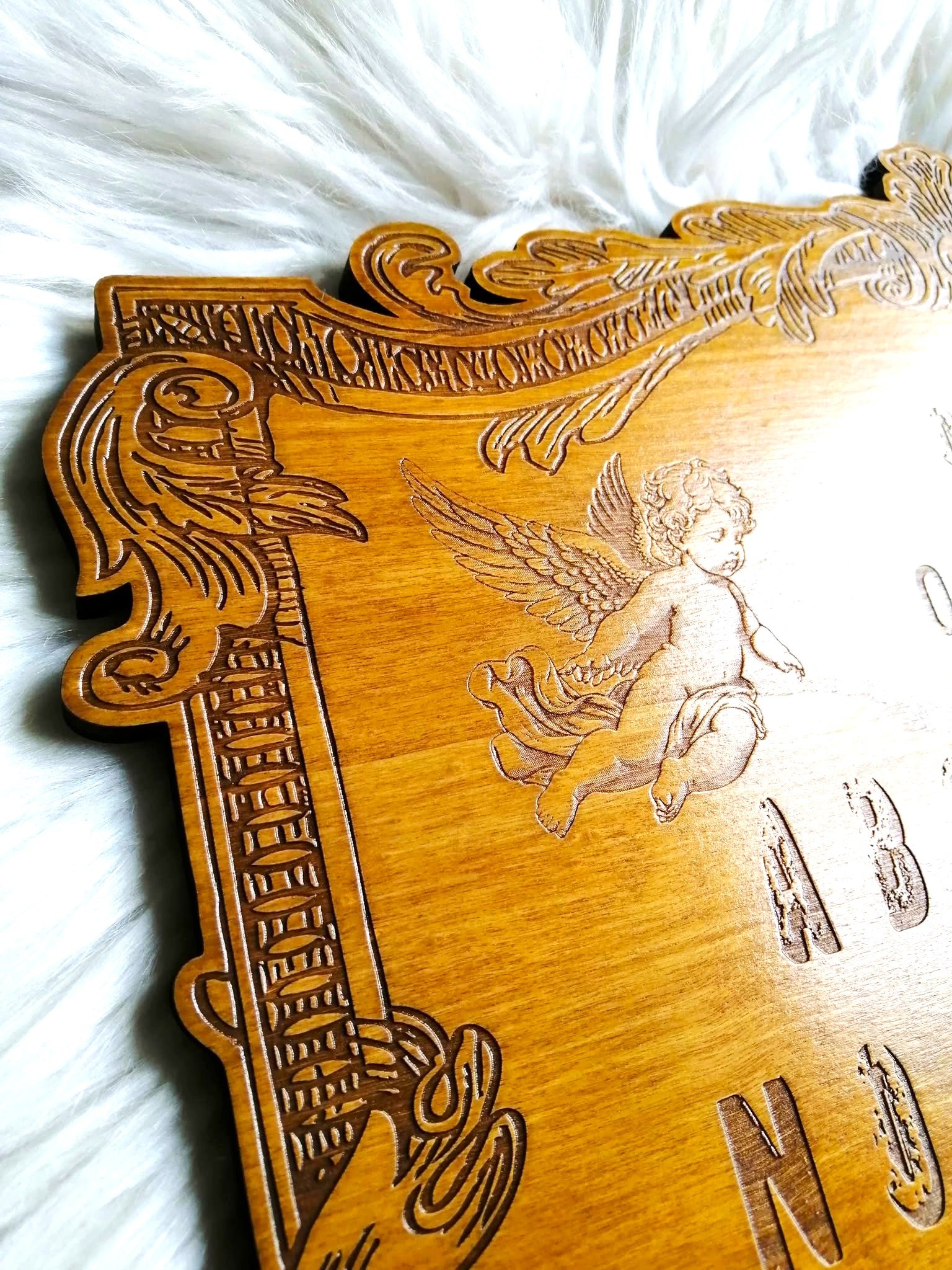 ouija board wood artisanale bois gravé