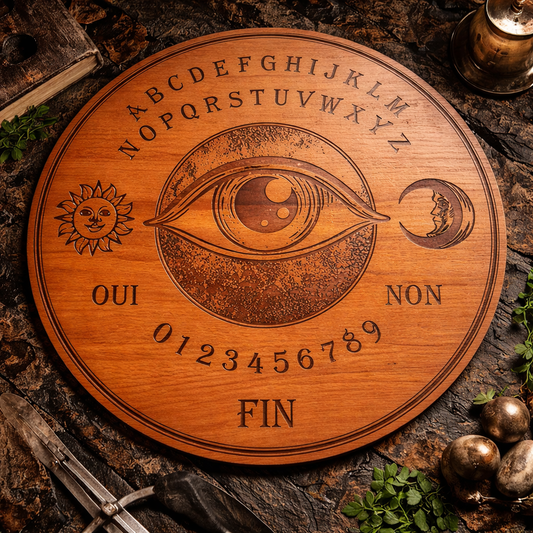 Planche Ouija Artisanale Bois – Ouija Board “Watch Me” – Spirit Board Gravé – Décoration Ésotérique Mystérieuse & Hypnotique
