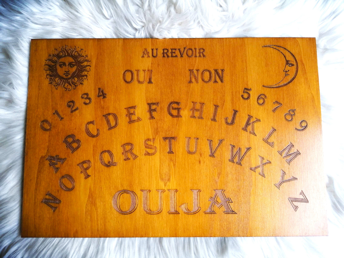 Planche ouija classique bois gravé artisanale