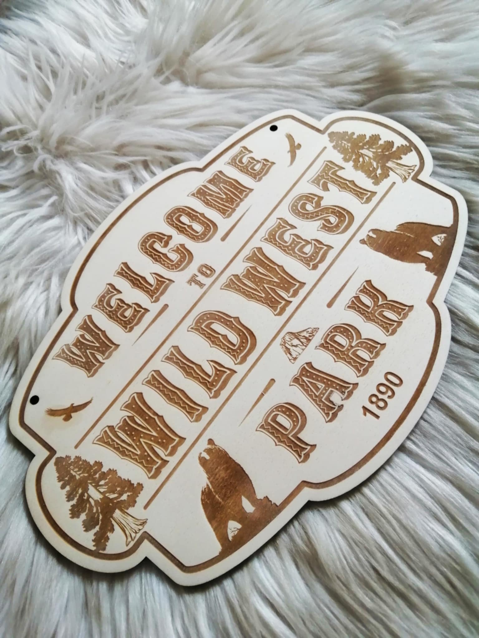 Plaque déco western rustique en bois
