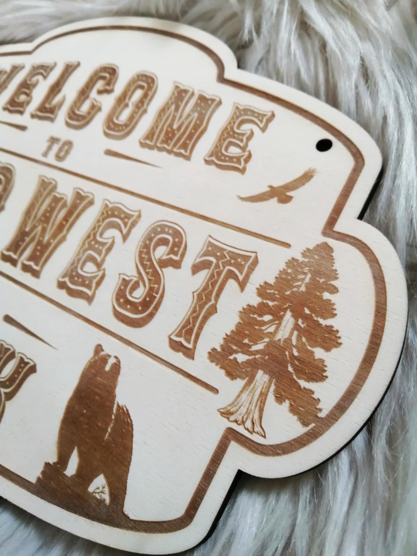 Cadeau original déco western gravée en bois
