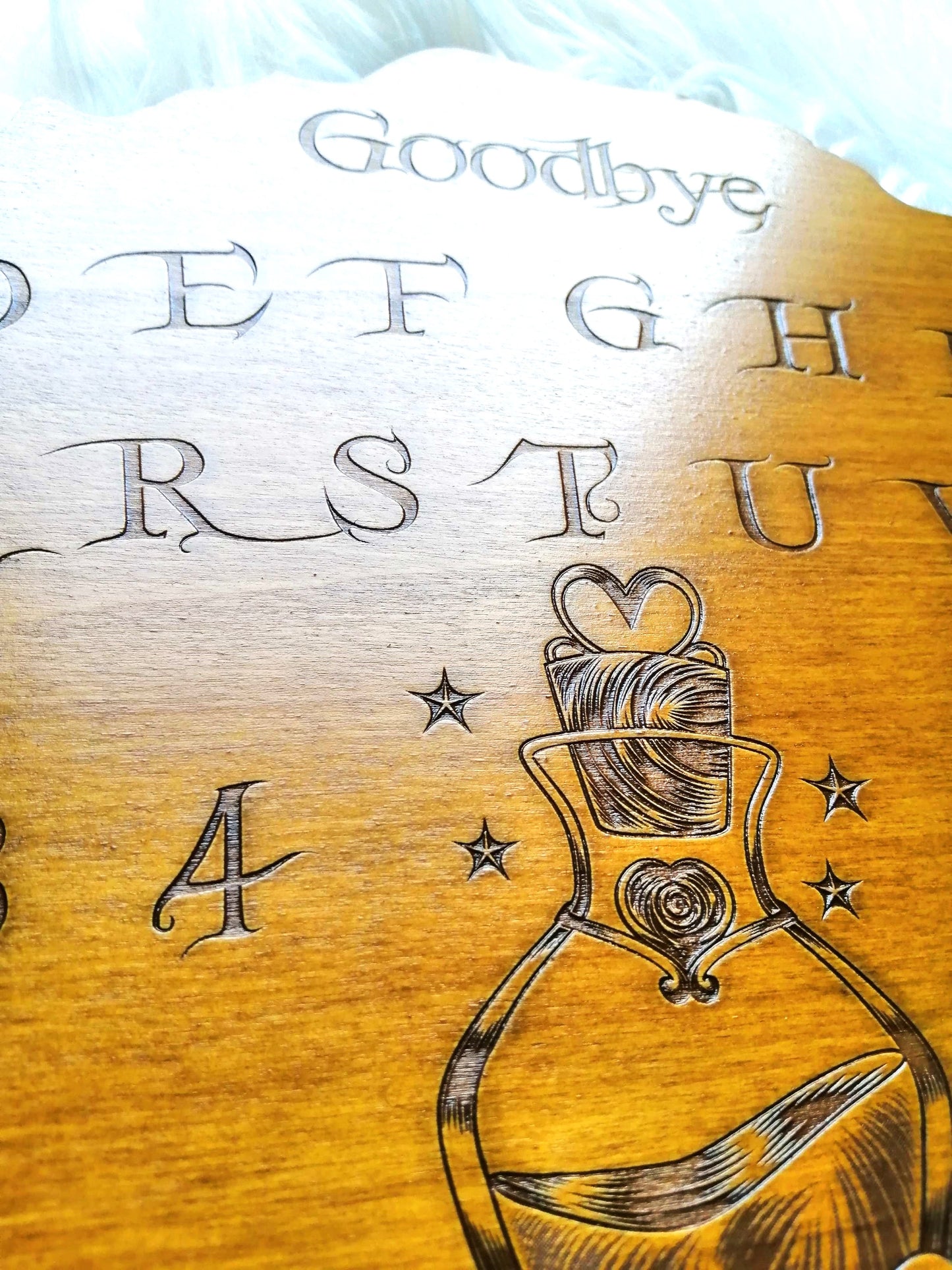 Ouija board potion luxe bois gravé artisanale