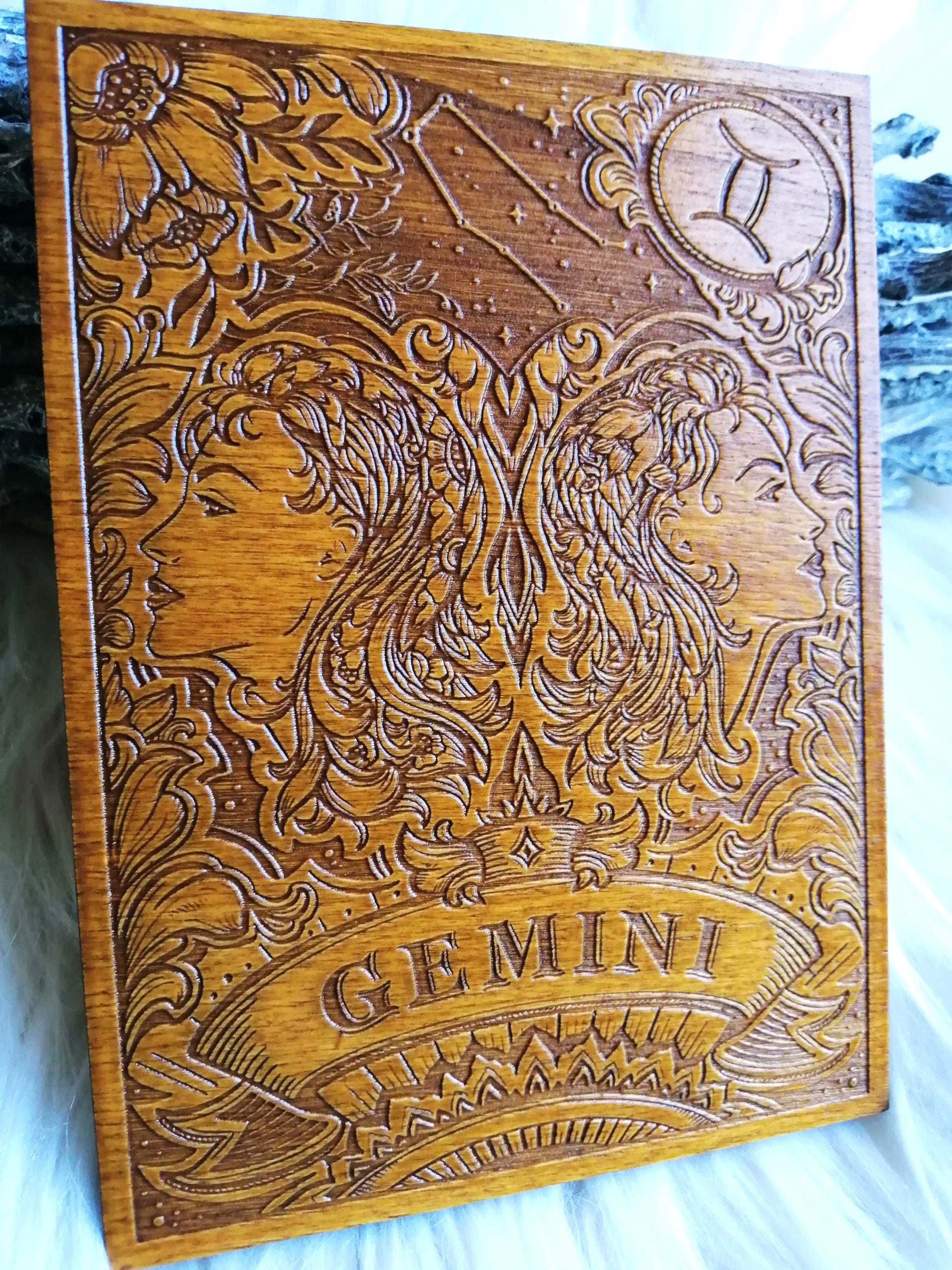 Zodiac sign wood decor handmade