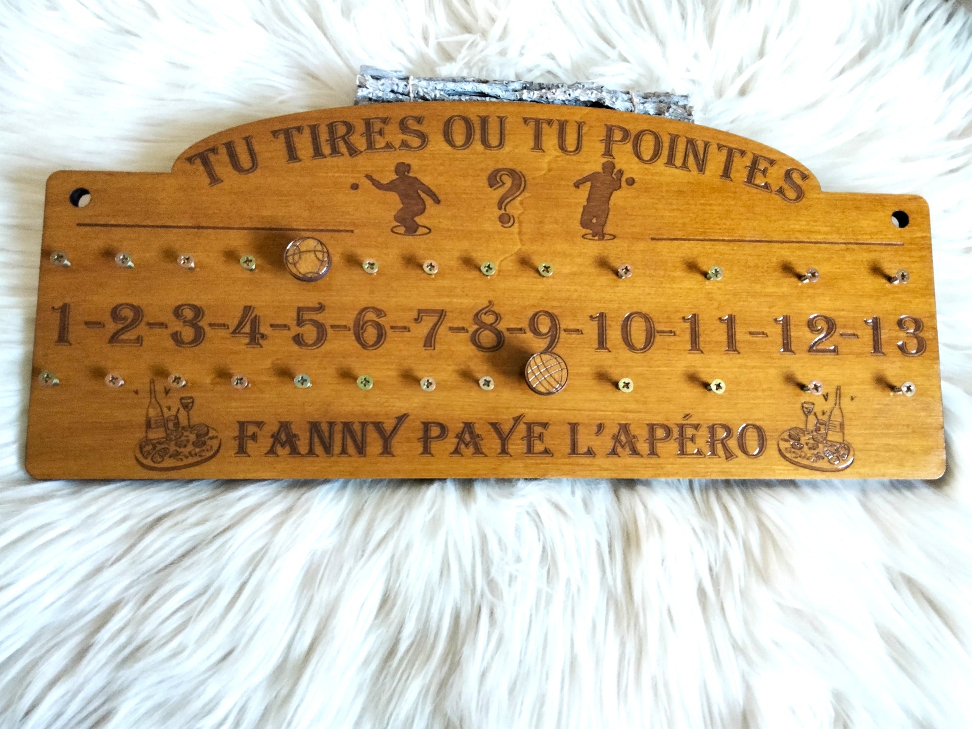 Score pétanque bois avec jetons aimantés déplacement facile