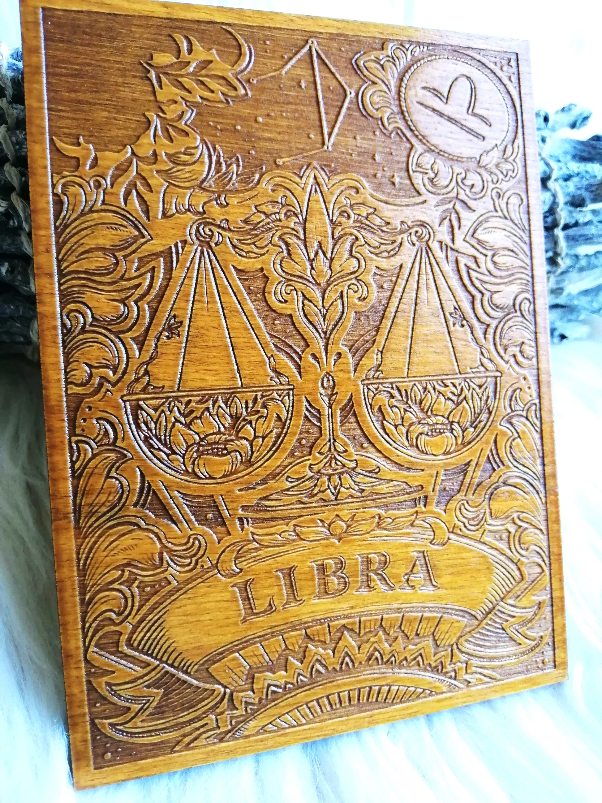 Zodiac sign wood decor handmade