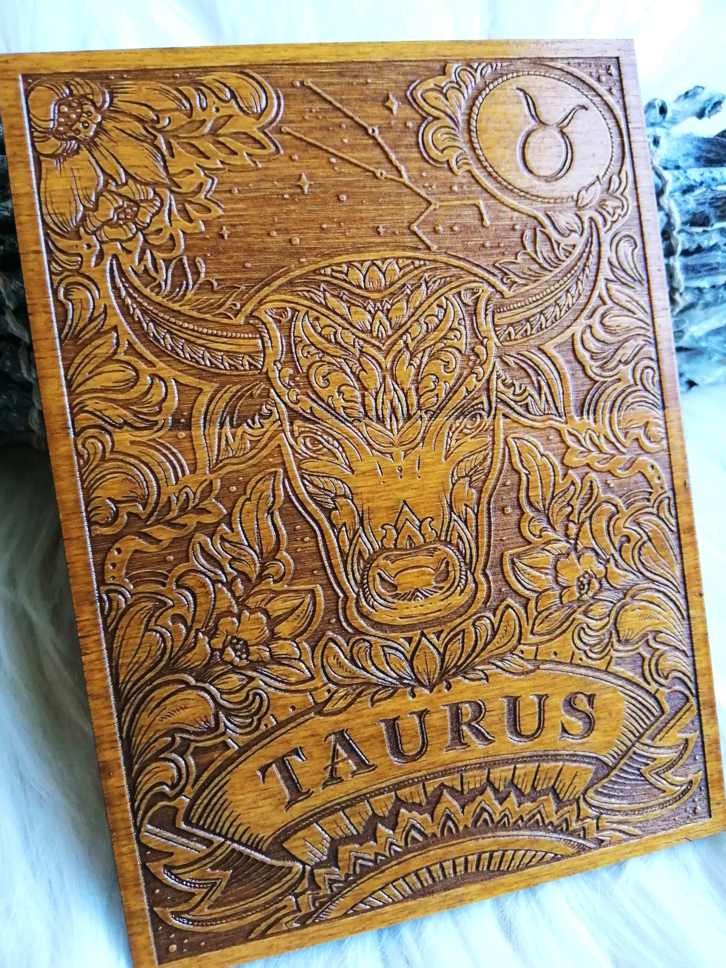 Zodiac sign wood decor handmade