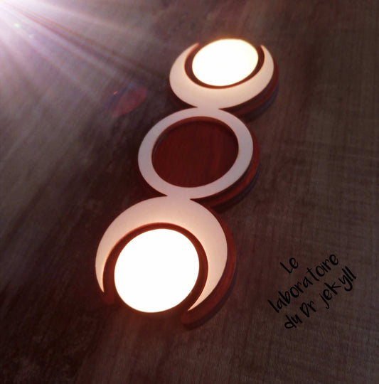 Bougeoir triple lune (acajou)