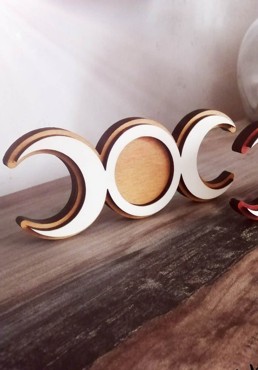 Bougeoir triple lune (chêne doré)