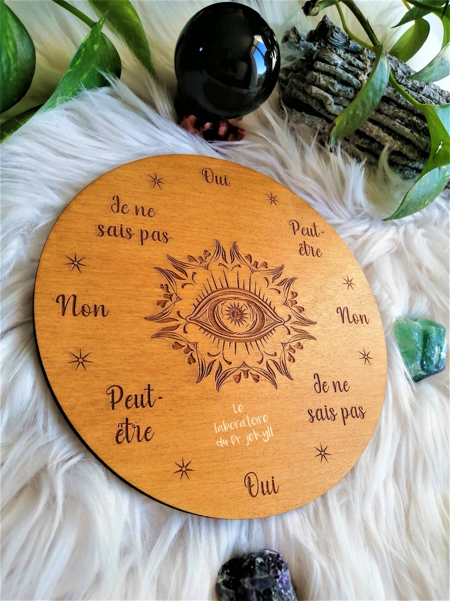 Planche de Radiesthésie Œil Divin en Bois – Pendulum Board de Divination Artisanale