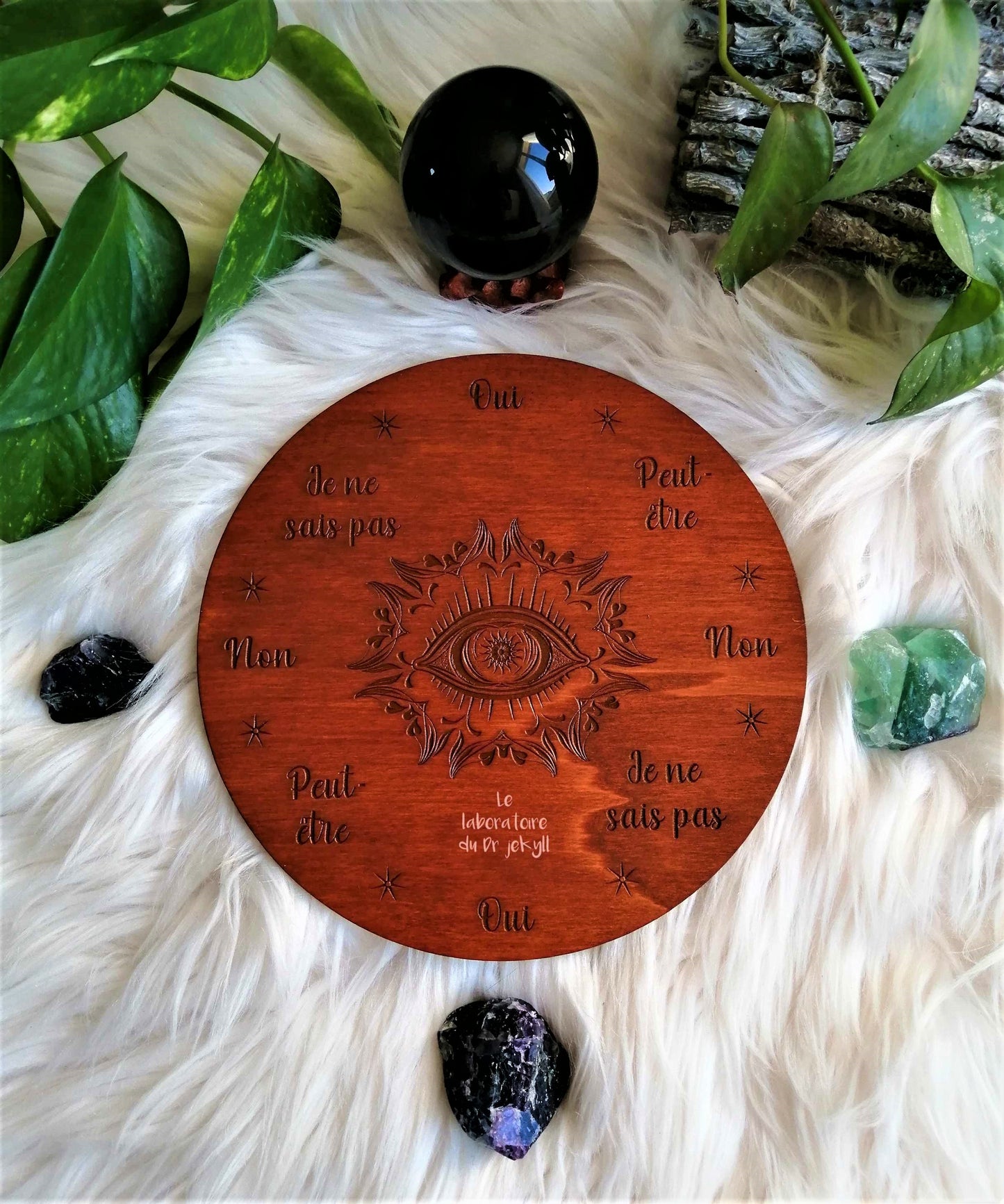 Planche de Radiesthésie Œil Divin en Bois – Pendulum Board de Divination Artisanale