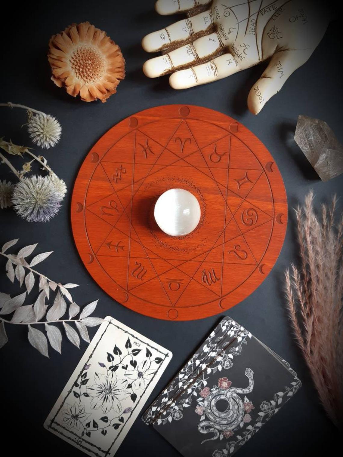 Wooden tarot board astral decor