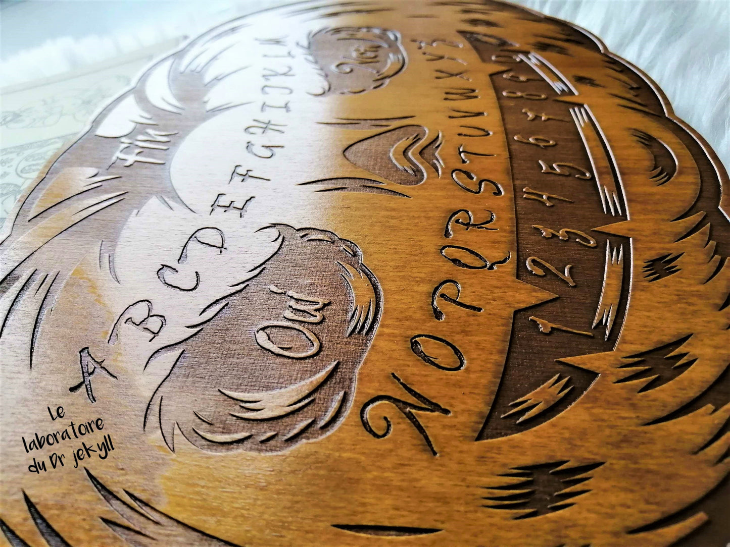 Handmade ouija board pumpkin spirit board