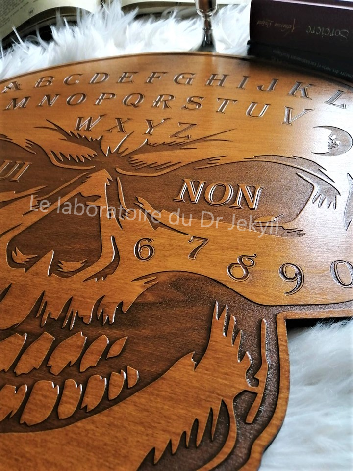 Handmade ouija board skull spirit board