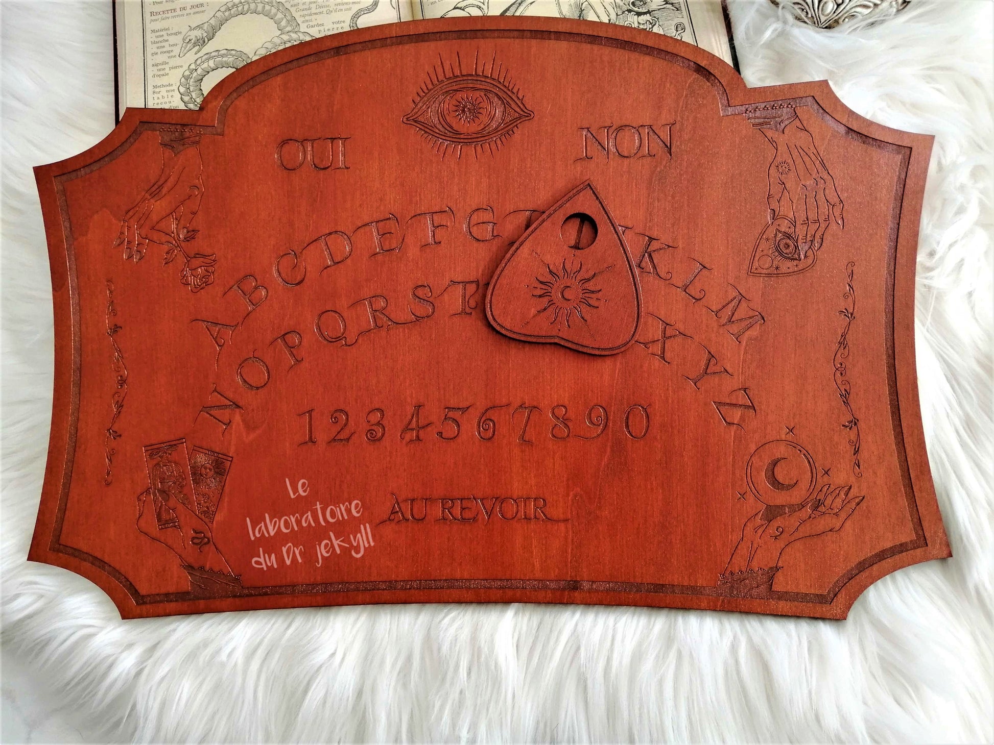 Handmade ouija board mystical spirit board