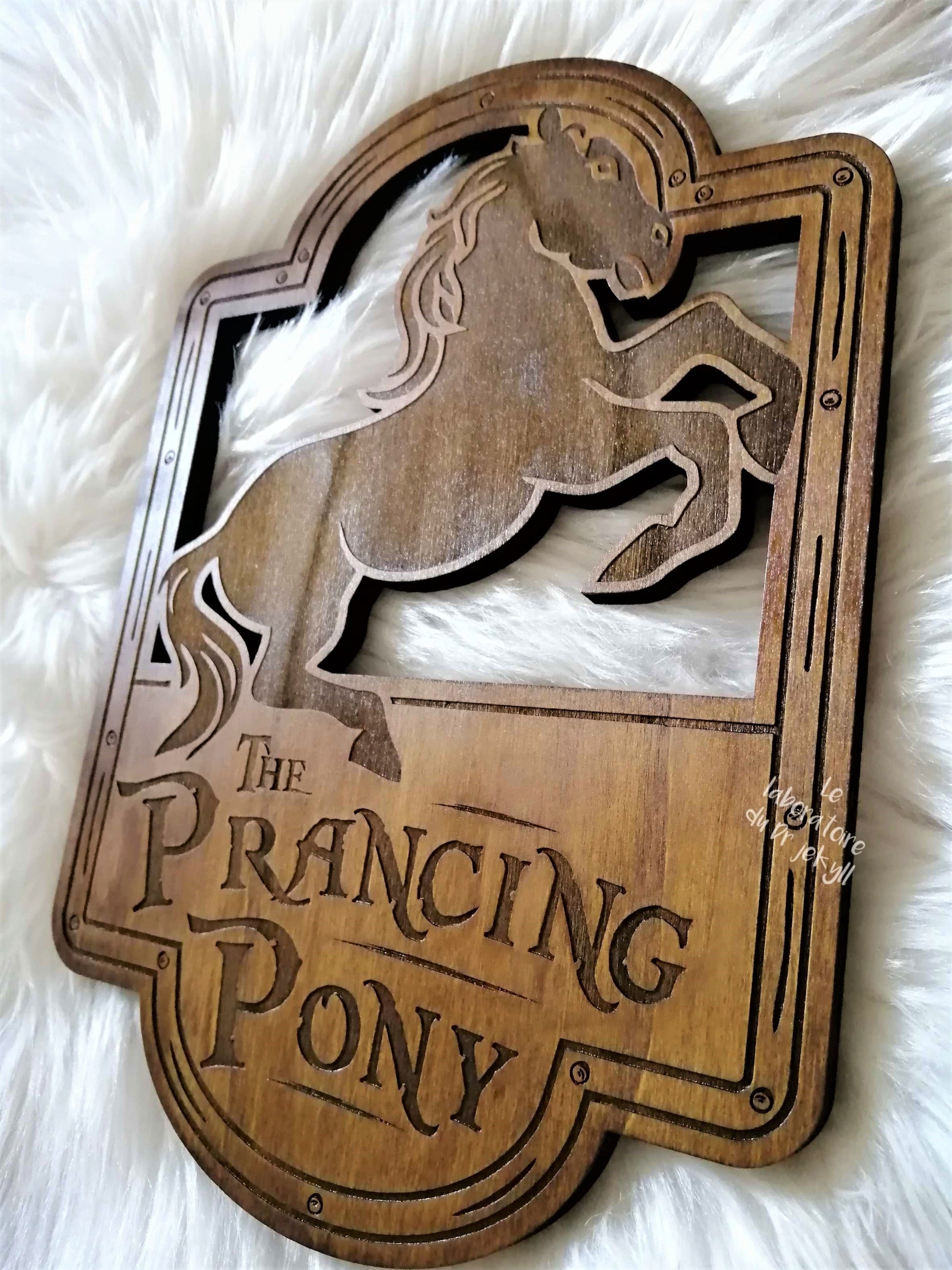 horse wall art wood natural