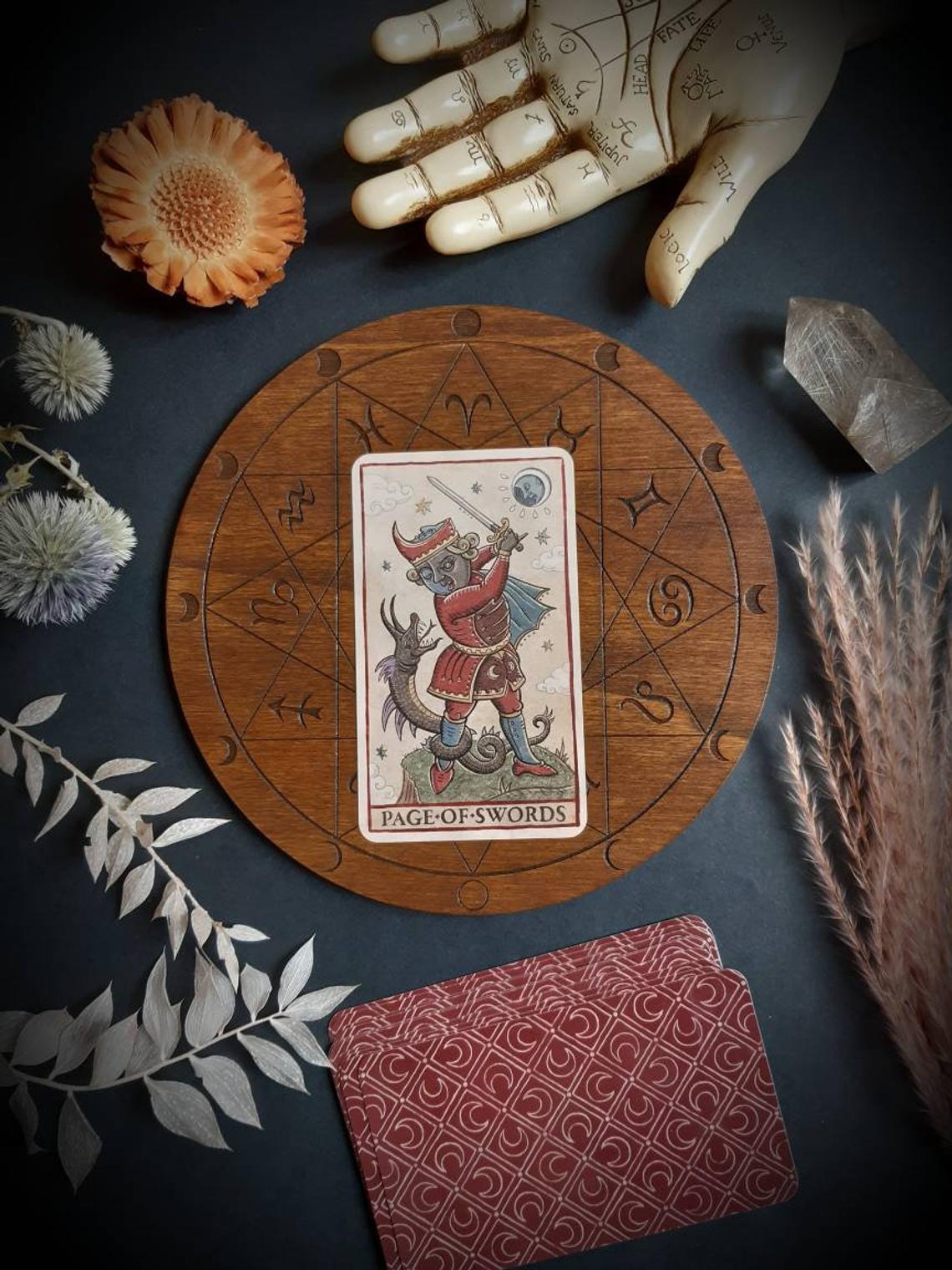 Planche cartomancie astral bois gravé