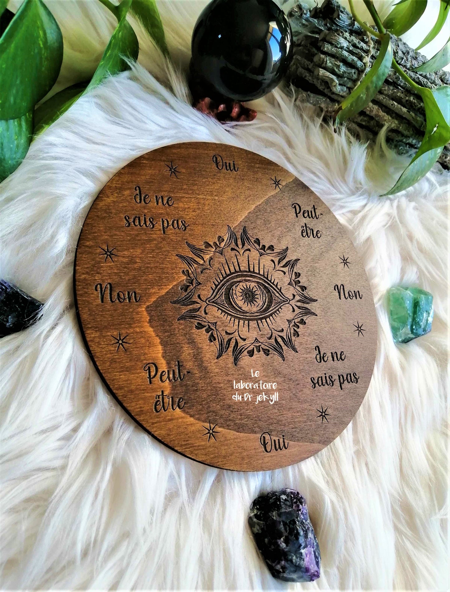 Planche de Radiesthésie Œil Divin en Bois – Pendulum Board de Divination Artisanale