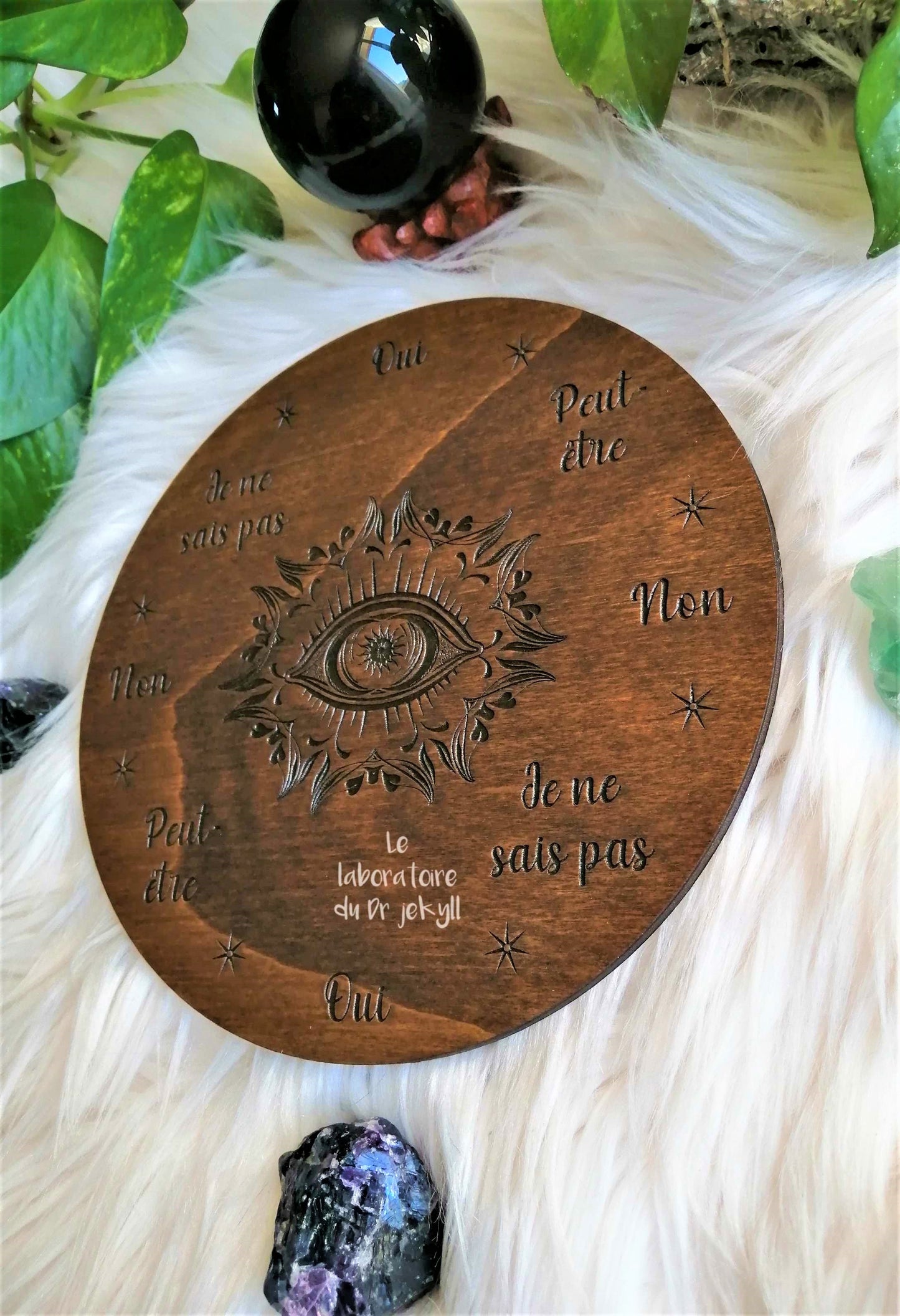 Planche de Radiesthésie Œil Divin en Bois – Pendulum Board de Divination Artisanale