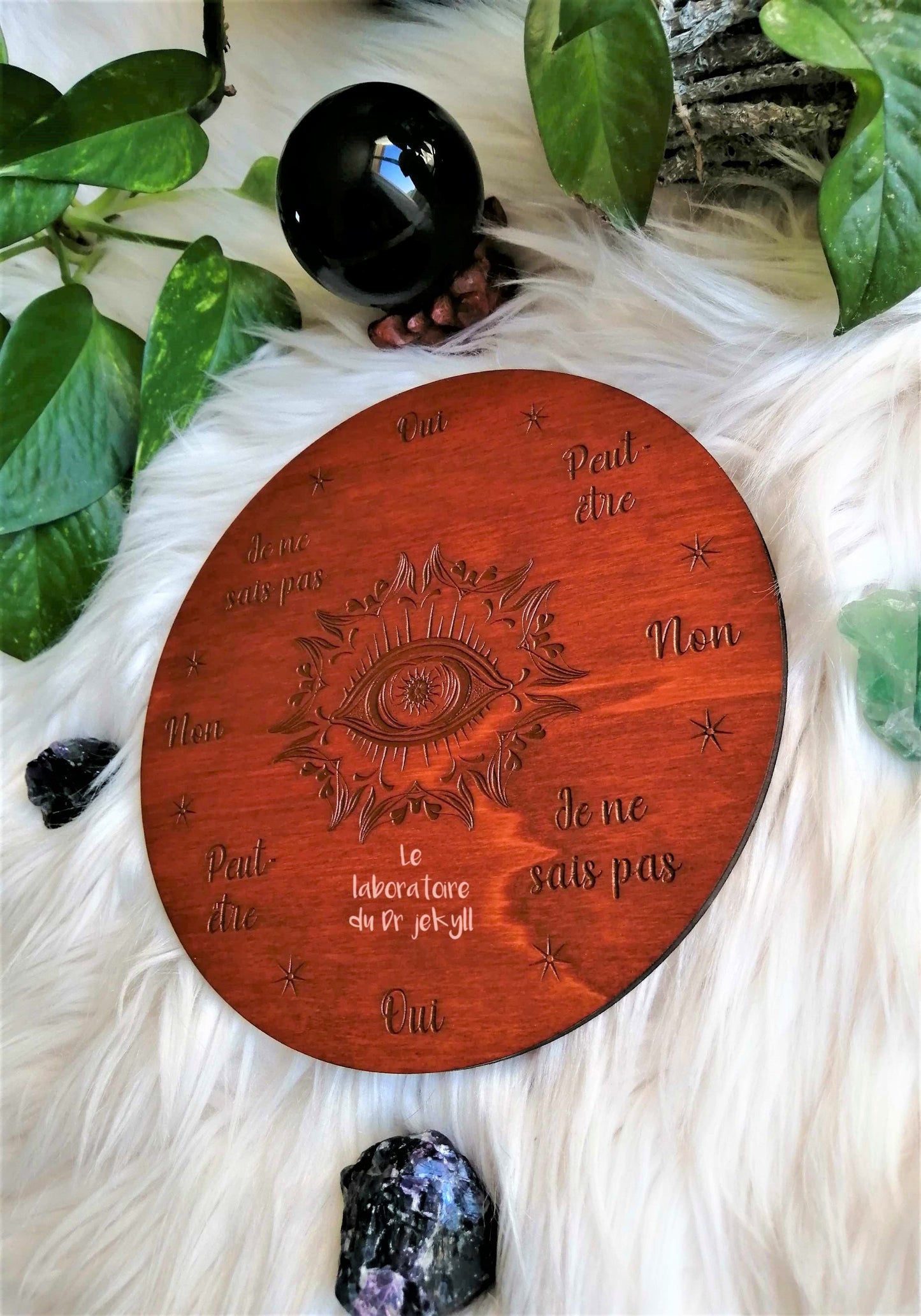 Planche de Radiesthésie Œil Divin en Bois – Pendulum Board de Divination Artisanale