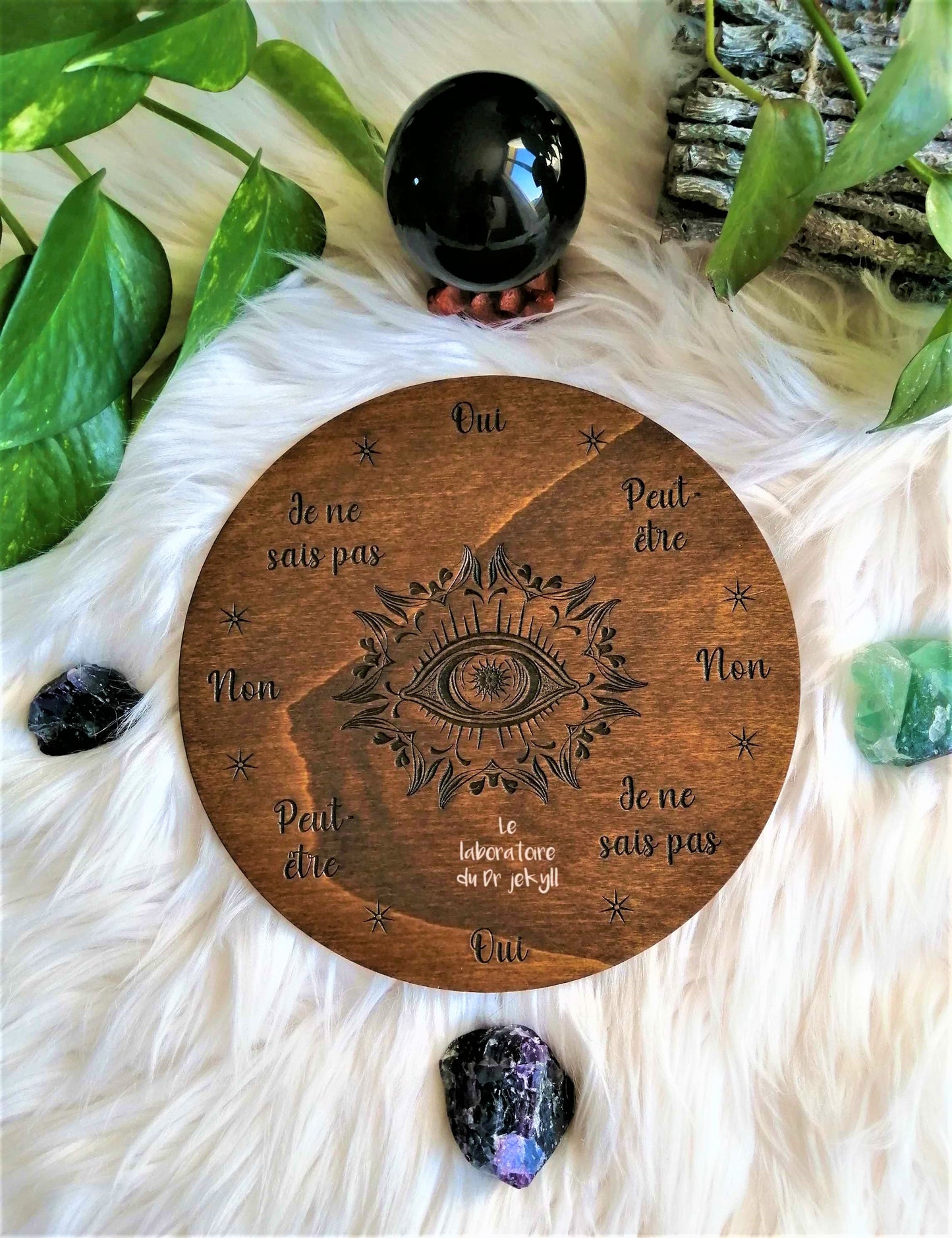 Planche de Radiesthésie Œil Divin en Bois – Pendulum Board de Divination Artisanale