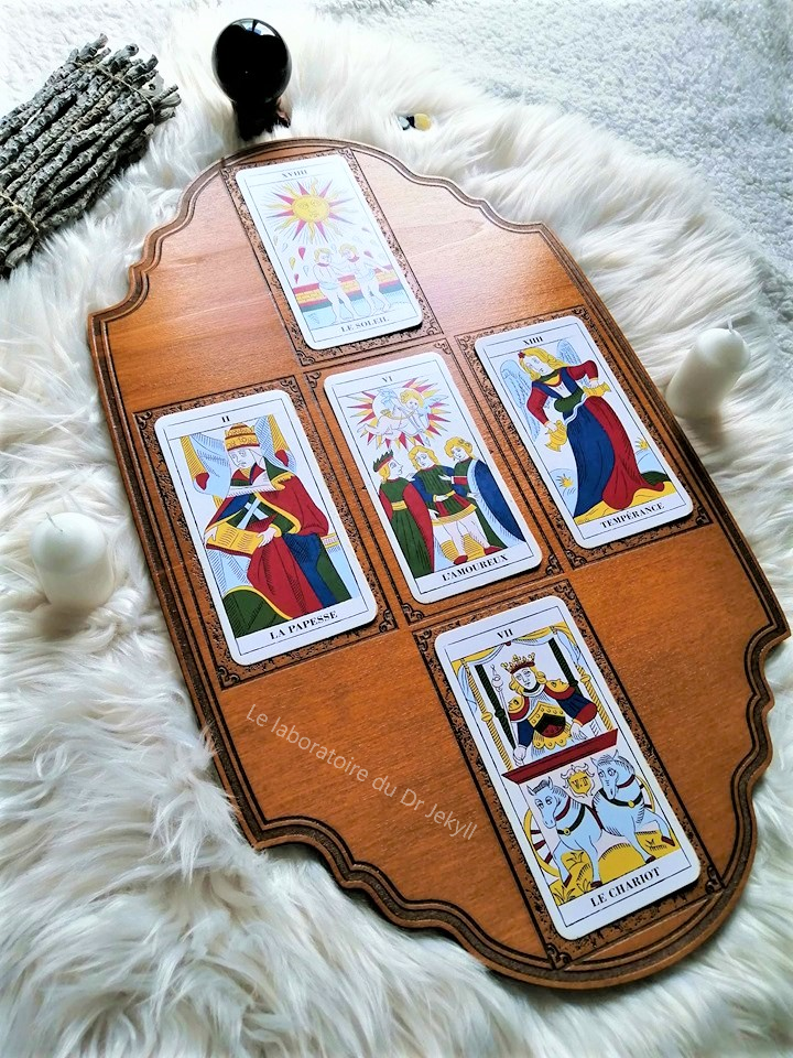 support tirage tarot complet bois