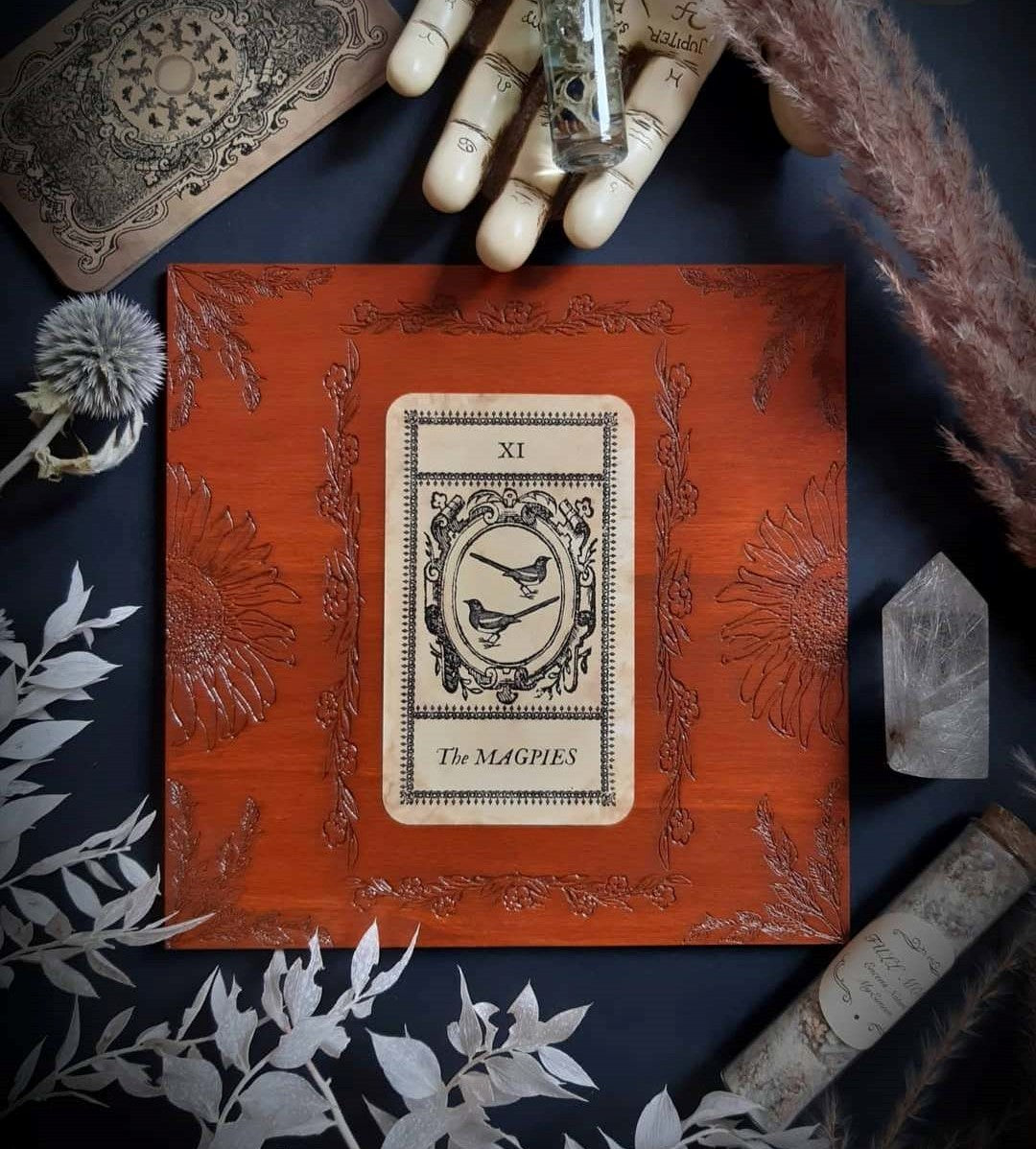 Tarot board botanical wood handmade
