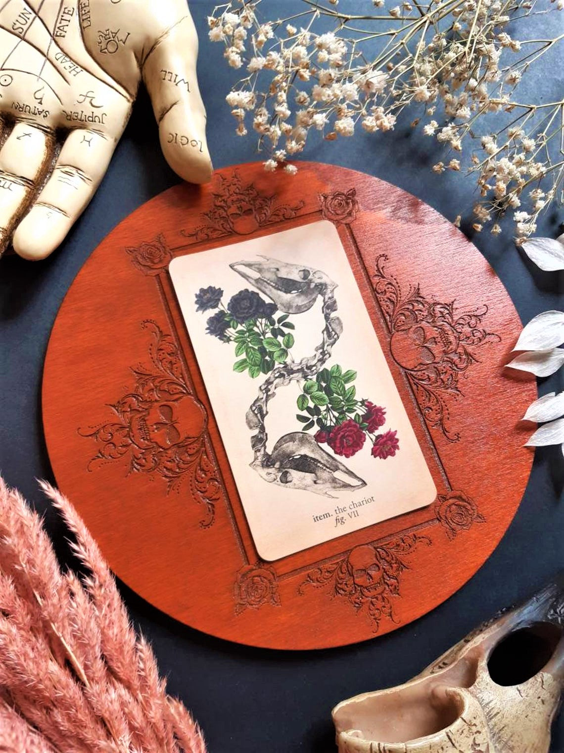 Tarot board dark wood handmade
